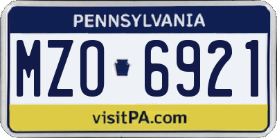 PA license plate MZO6921