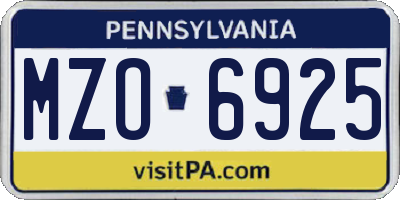 PA license plate MZO6925
