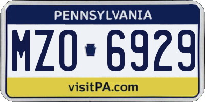 PA license plate MZO6929