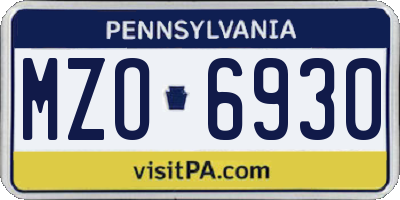 PA license plate MZO6930