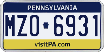 PA license plate MZO6931