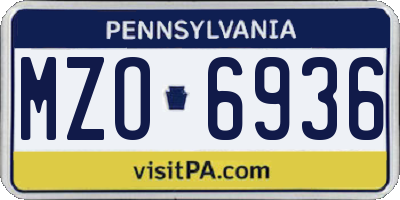 PA license plate MZO6936