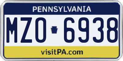 PA license plate MZO6938