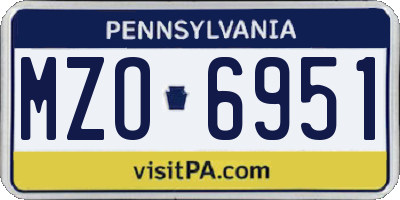 PA license plate MZO6951