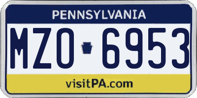 PA license plate MZO6953