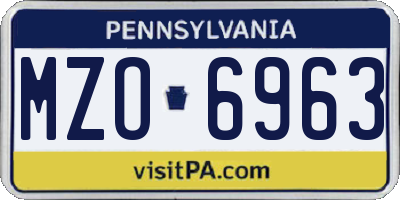 PA license plate MZO6963