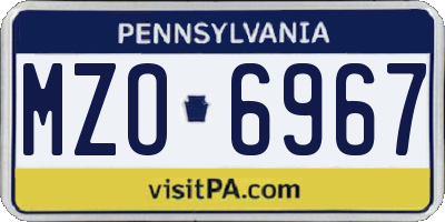 PA license plate MZO6967