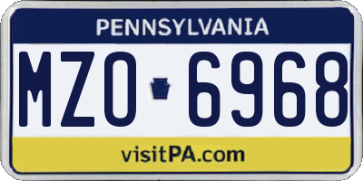 PA license plate MZO6968