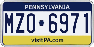 PA license plate MZO6971