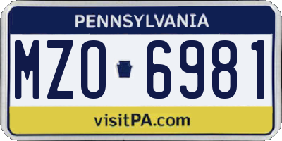 PA license plate MZO6981