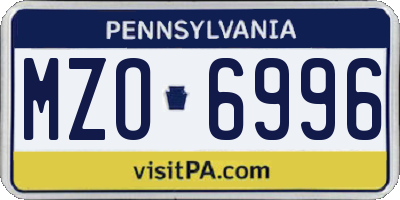 PA license plate MZO6996