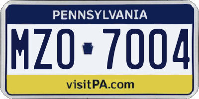 PA license plate MZO7004