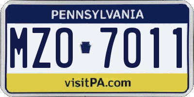 PA license plate MZO7011
