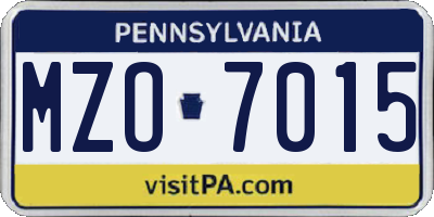 PA license plate MZO7015