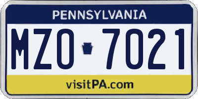 PA license plate MZO7021