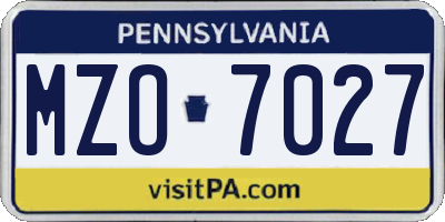 PA license plate MZO7027