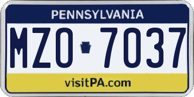 PA license plate MZO7037