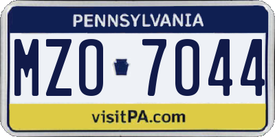 PA license plate MZO7044