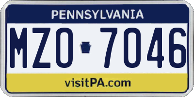 PA license plate MZO7046