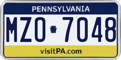 PA license plate MZO7048
