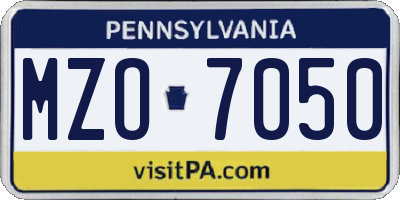 PA license plate MZO7050