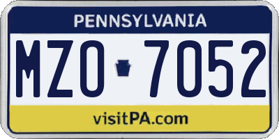 PA license plate MZO7052