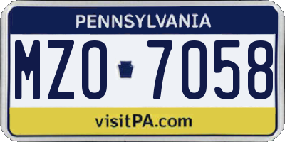 PA license plate MZO7058