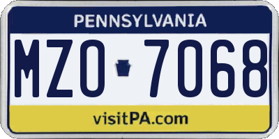 PA license plate MZO7068