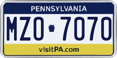PA license plate MZO7070