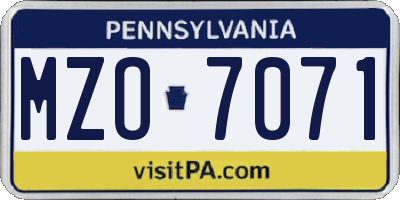 PA license plate MZO7071