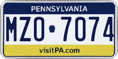 PA license plate MZO7074