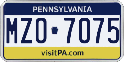 PA license plate MZO7075