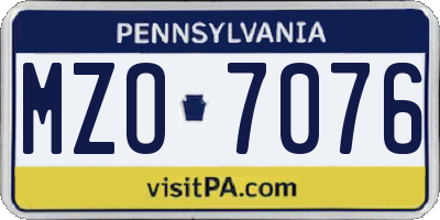 PA license plate MZO7076