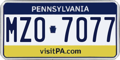 PA license plate MZO7077
