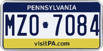 PA license plate MZO7084