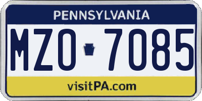 PA license plate MZO7085