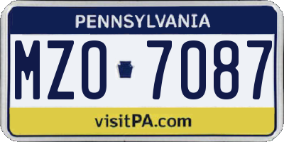 PA license plate MZO7087