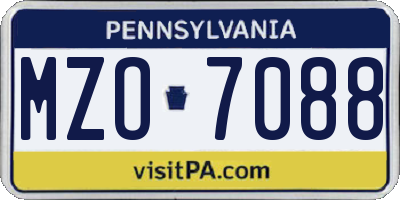 PA license plate MZO7088