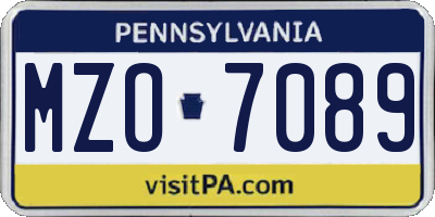 PA license plate MZO7089