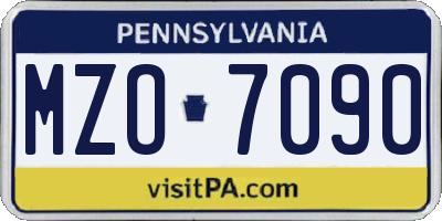 PA license plate MZO7090