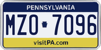 PA license plate MZO7096