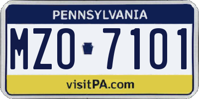 PA license plate MZO7101