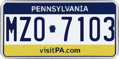 PA license plate MZO7103