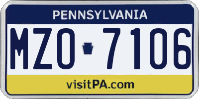 PA license plate MZO7106