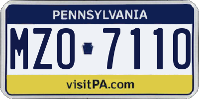PA license plate MZO7110