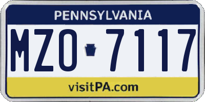 PA license plate MZO7117