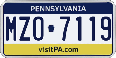 PA license plate MZO7119