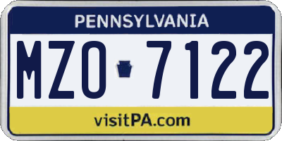 PA license plate MZO7122