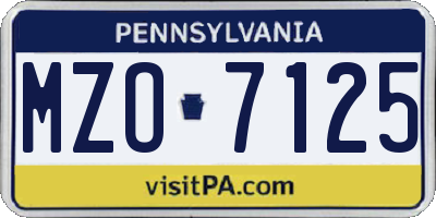 PA license plate MZO7125