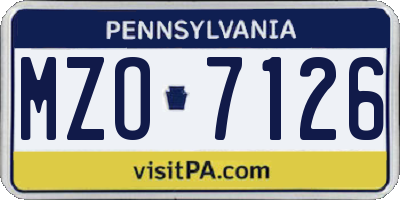 PA license plate MZO7126